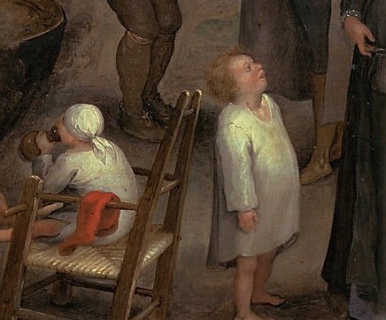 This woman nurses her baby, a tender moment in a busy home.