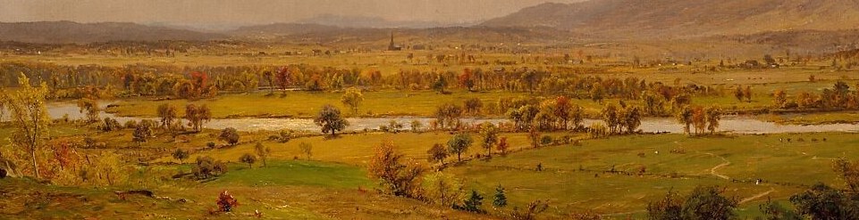 The uncommon horizontality of the composition , flat land with nowhere for drama to hide , is itself the subject; Cropsey argues that the ordinary American countryside is sacred.
