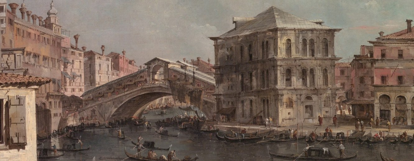 The Grand Canal, busy with gondolas and trade.