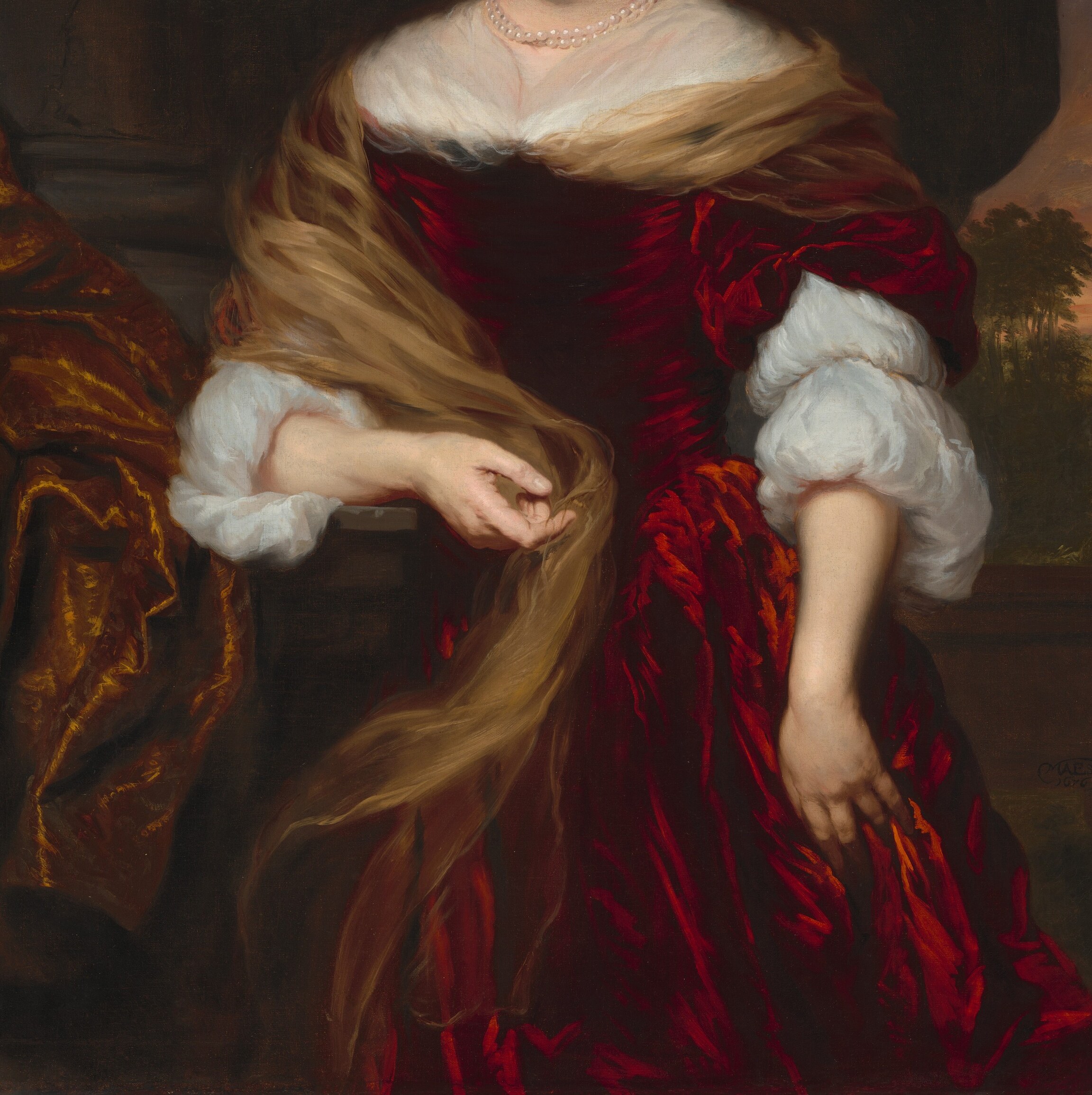 Her deep crimson dress alone signalled immense wealth.