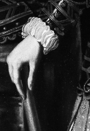 This gesture conveys a sense of poise and maturity beyond his years, grounding him in the composition.