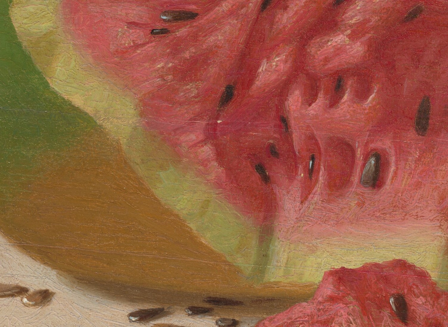 This entire painting is oil on wood, not canvas.