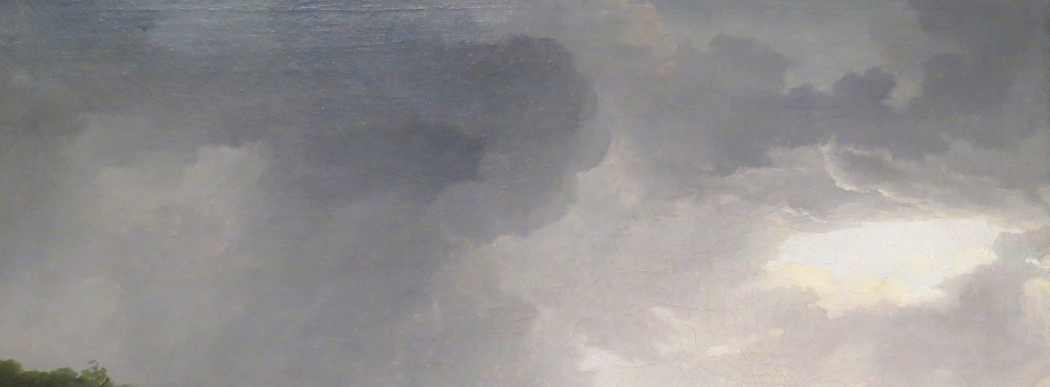 The dramatic, cloud-filled sky suggests a turbulent atmosphere, hinting at the Romantic era's fascination with nature's power.