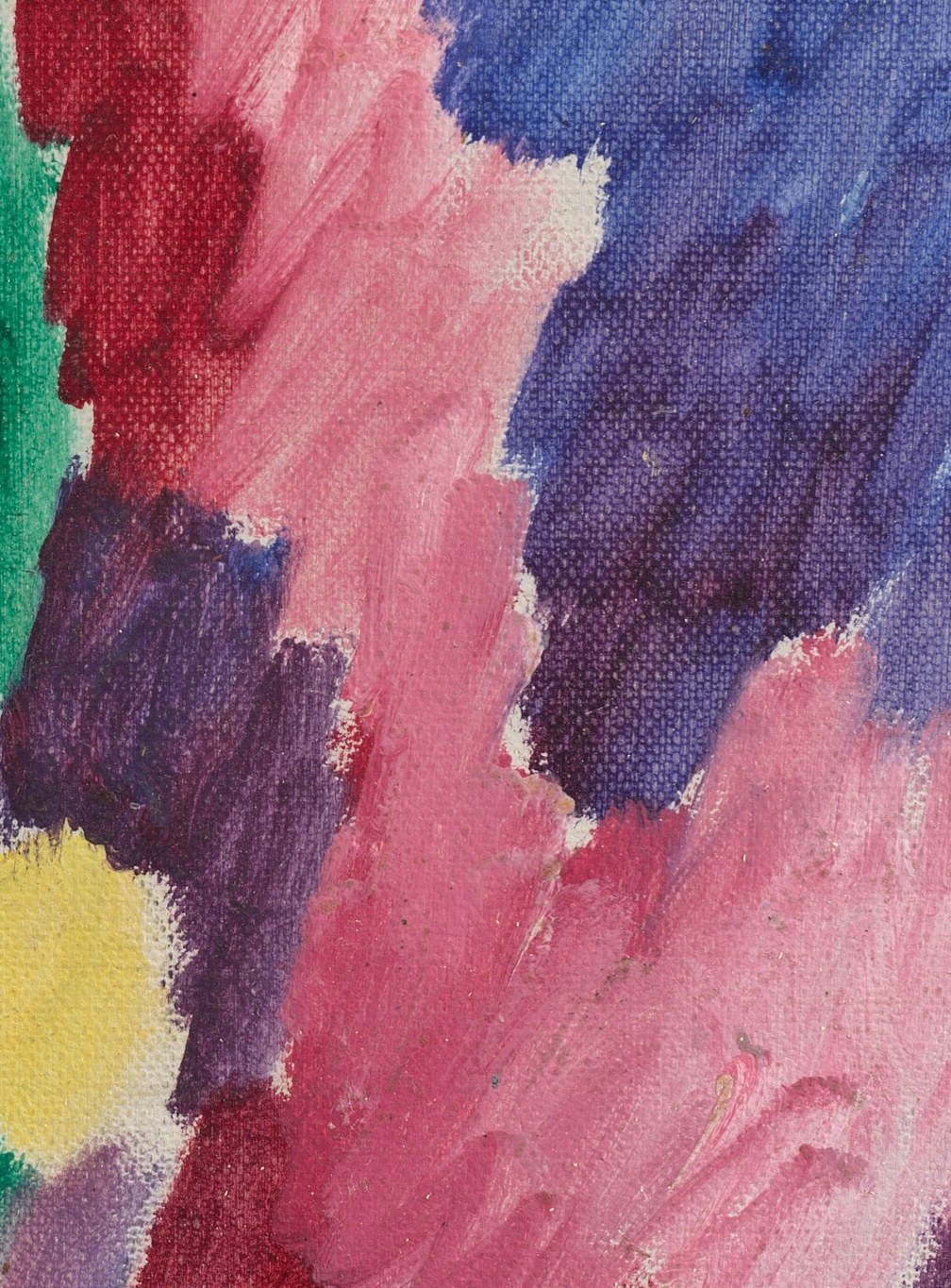 His use of color creates a rhythmic flow across the canvas.