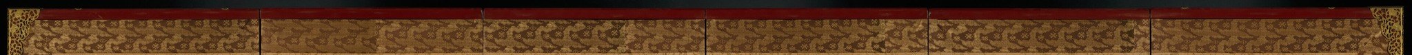 The richly worked border signals the object's status as high-ranking court furnishing; its material luxury is as meaningful as the painted scene it contains