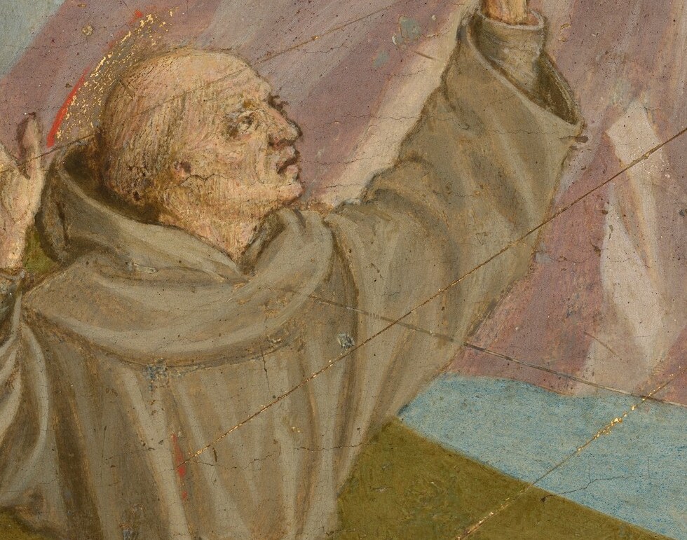The painter used tempera, a brilliant but demanding medium.