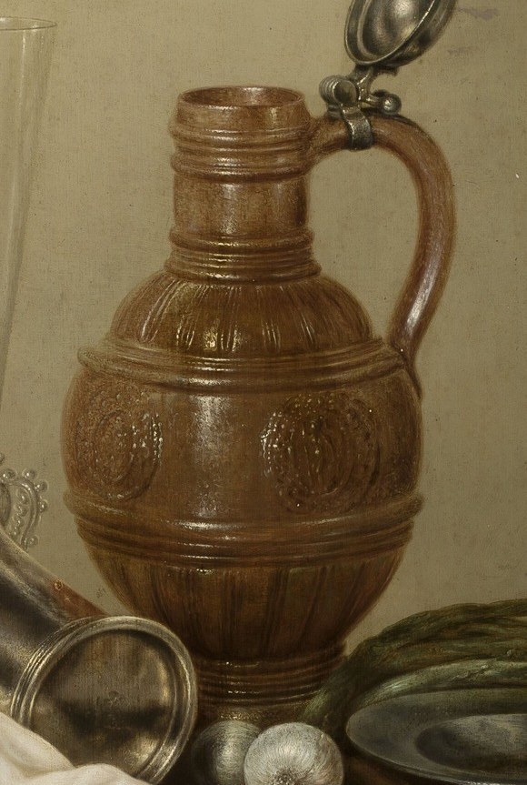 See how light plays on the stoneware pitcher.