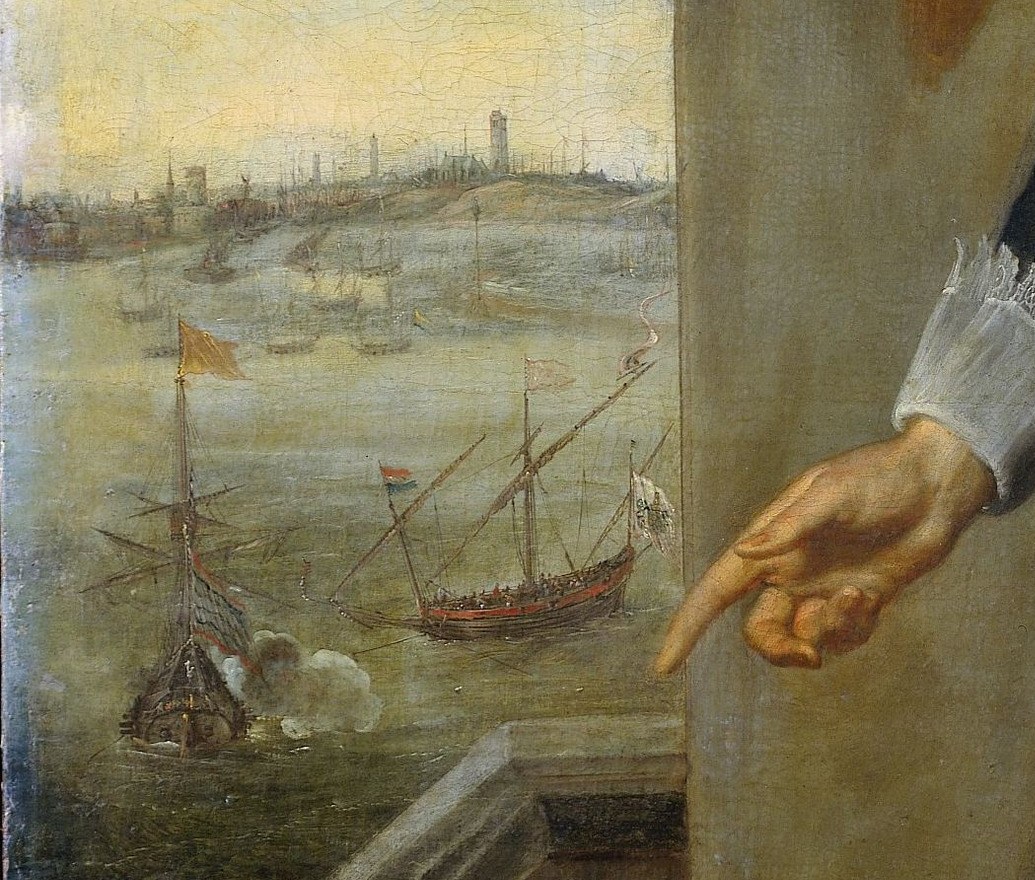 In the harbor, the ships connect him to his trade routes.