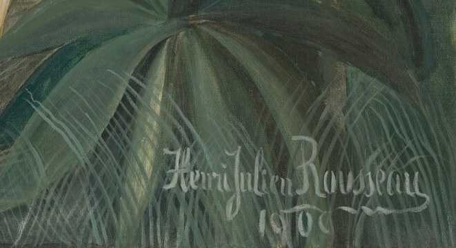 signed and dated 1909, the year before his death , a terminal work; the modest inscription contrasts with the monumental ambition of the image above it