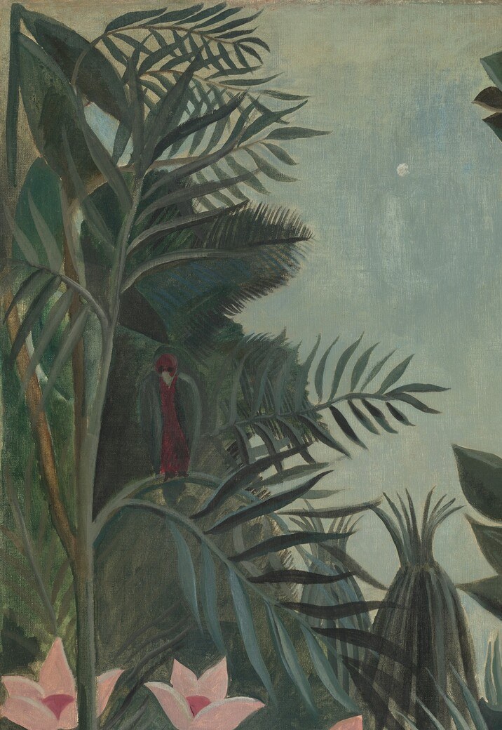 Rousseau painted each leaf individually with a flat precision that reveals his method , copied leaf by leaf from botanical illustrations, not observed from life