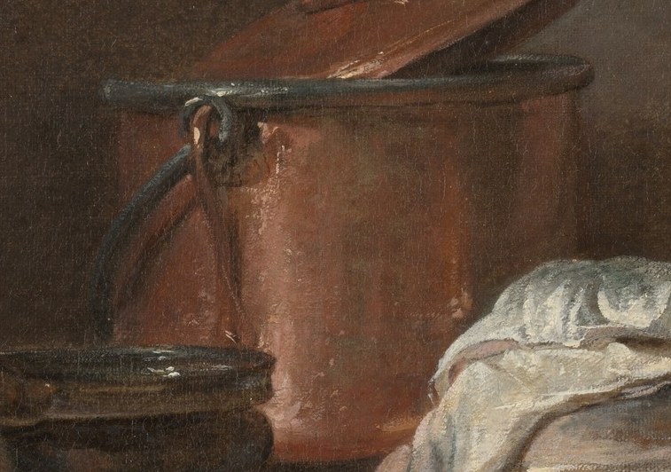 This painter turned to the quiet dignity of kitchen life.