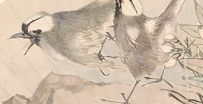 This painter used delicate brushwork and soft washes on alum paper.