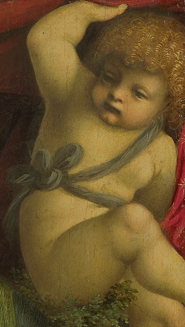 Four putti seem to descend from heaven.