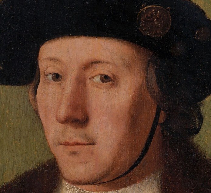 The painter used oil to capture his commanding presence.