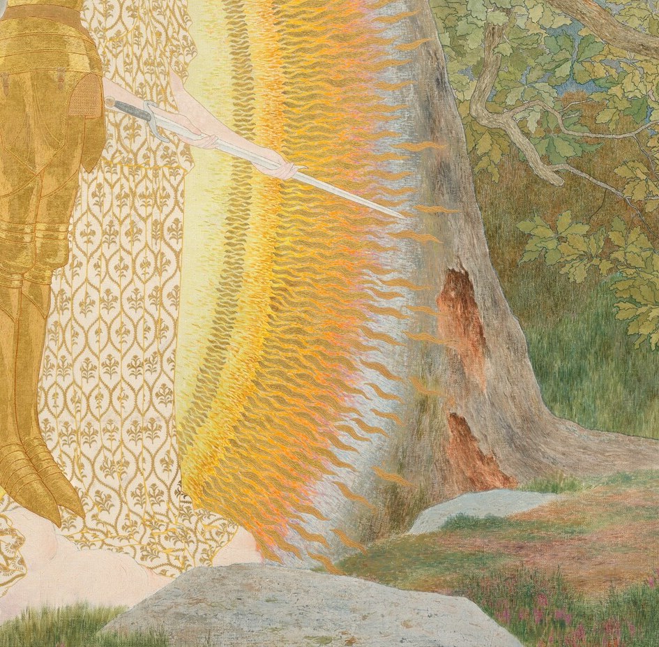 Gold leaf gives the divine light a radiant glow.