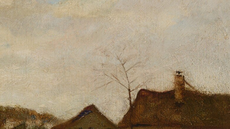 Confirms this is a working commercial bulb farm, not a pleasure garden; the vernacular architecture places the scene squarely in the Dutch agricultural economy of the 1880s.