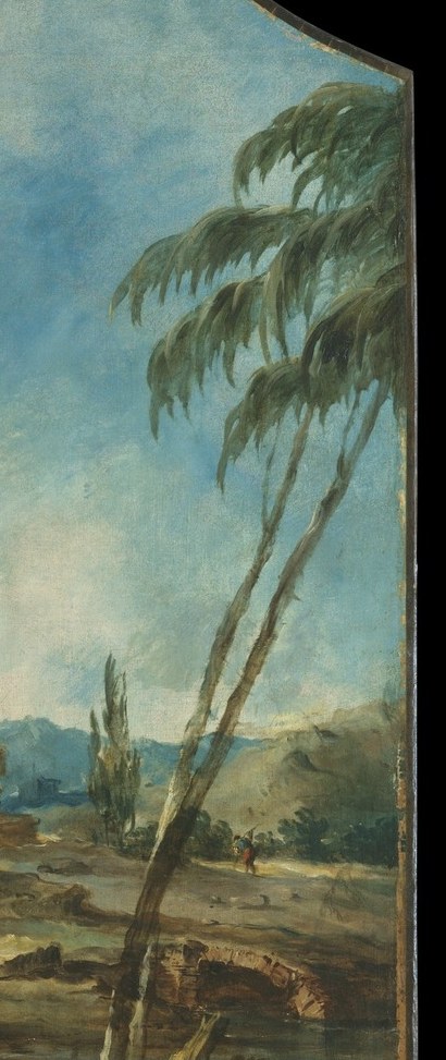 See the expressive strokes on these tall palm trees.