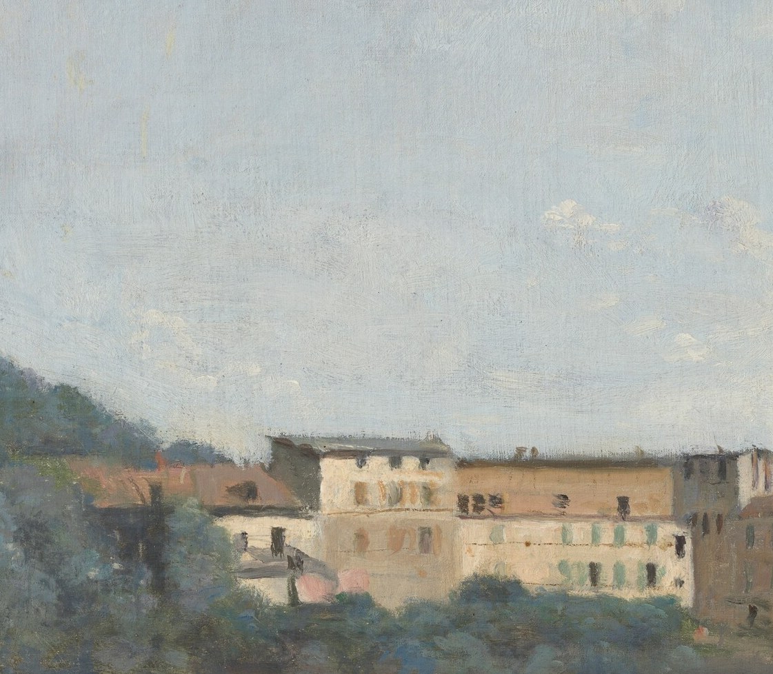 The artist built his studio behind that pale villa.