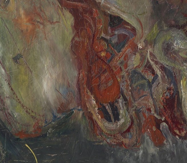 His brushstrokes created a raw, textured surface.