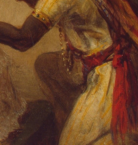 His vibrant robe suggests his own status and world.