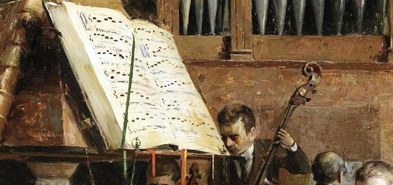 The sheet music shows detailed notation, reflecting tradition.