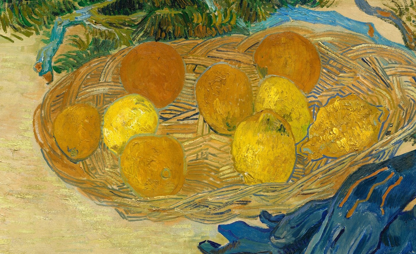 The tightly plaited straw structure gives Van Gogh a chance to render texture with rapid hatched strokes; the weave itself is almost sculptural