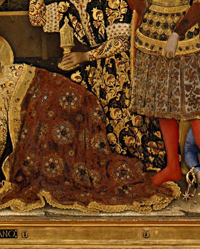 The Magi wear incredibly rich, patterned robes.