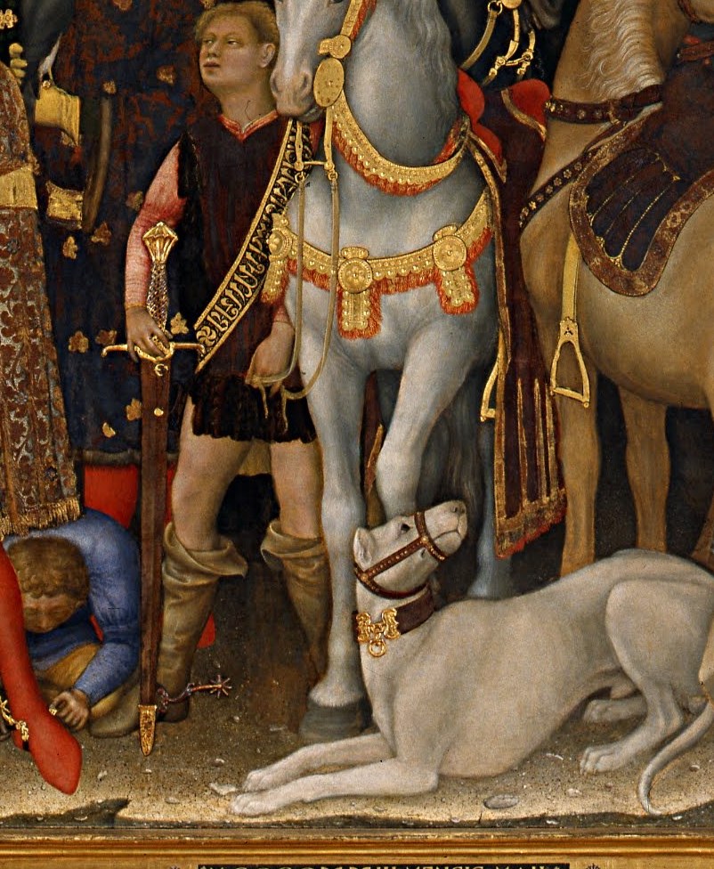 Even the horses are adorned with ornate tack.
