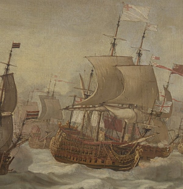 Its size and central placement indicate its importance, likely a command vessel.