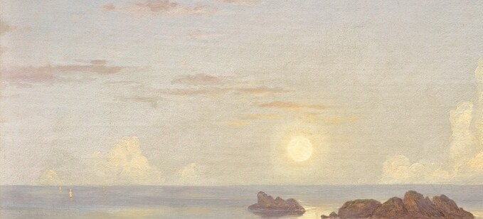 The 'just after sunset' moment Cole recorded in his journal , warm light against cool rising dark sky defines the temporal drama