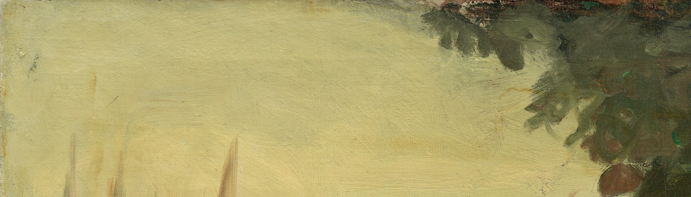 Henri's sky is barely worked , thin, cool, and high-keyed , creating natural-light diffusion that gives the entire street its overcast Dutch atmosphere.