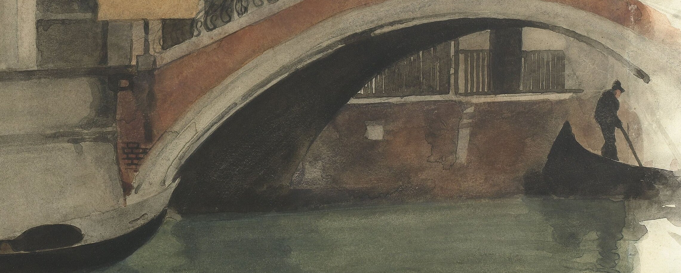 The central architectural element, its curve creates a dynamic line and frames the canal.