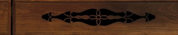 Its symmetrical design echoes the natural forms in the painting, creating a cohesive whole.