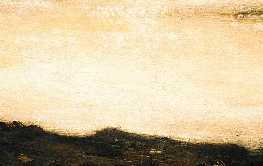 Thick brushstrokes convey the depth and density of the mist.