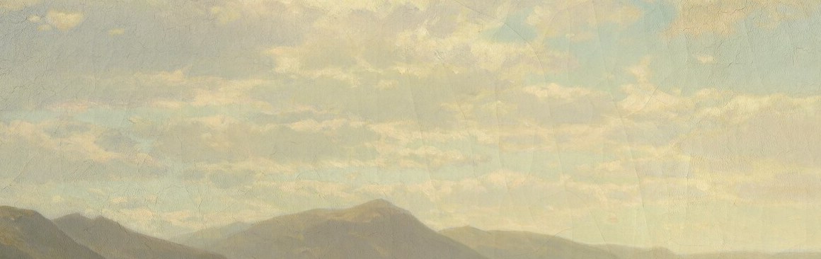 The receding mountain silhouette creates deep spatial recession and is characteristic of Hudson River School topography , the haze softening its edges illustrates aerial perspective