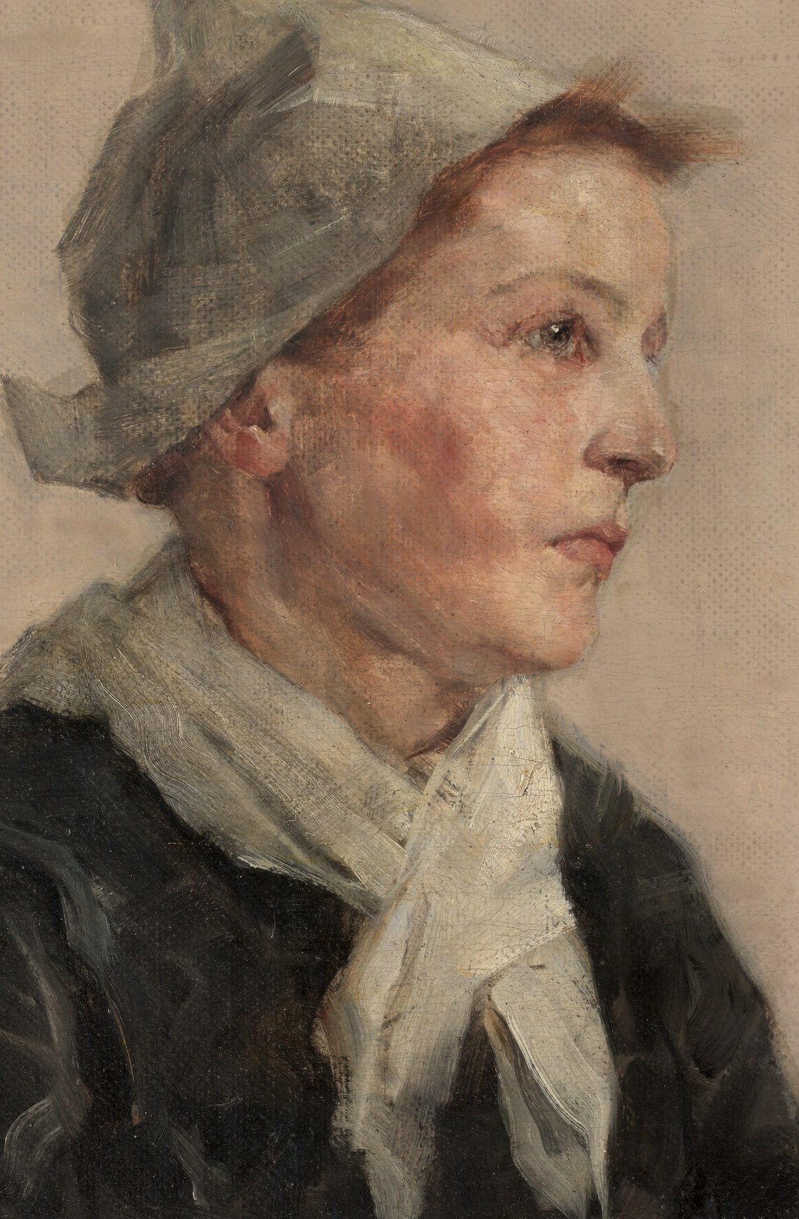 This woman, lost in thought, was painted over a century ago.