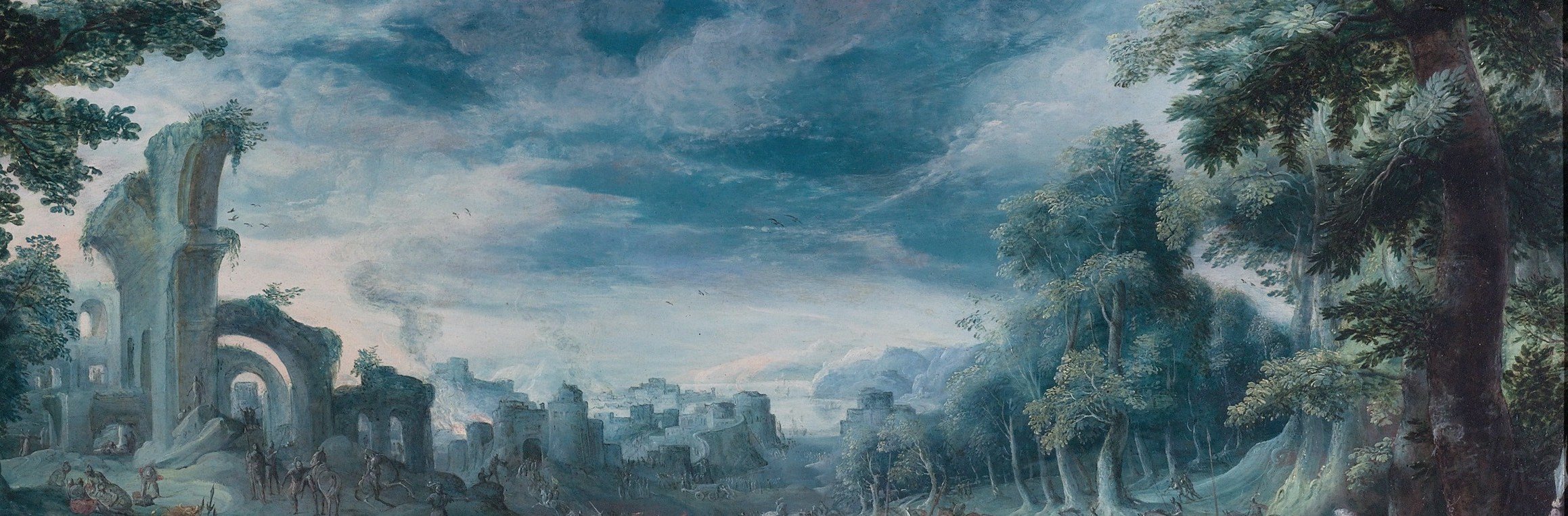 The turbulent sky adds emotional intensity and a sense of grandeur to the scene.