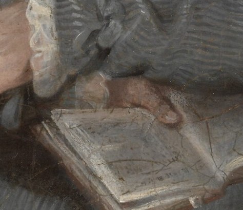 This open book suggests her inner life.