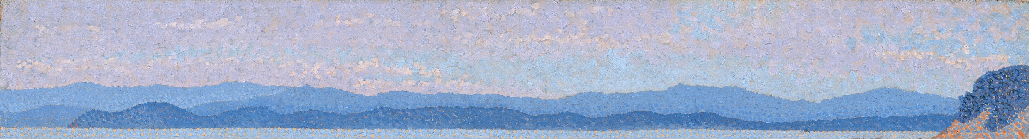 The painter built the sky from hundreds of tiny dots.