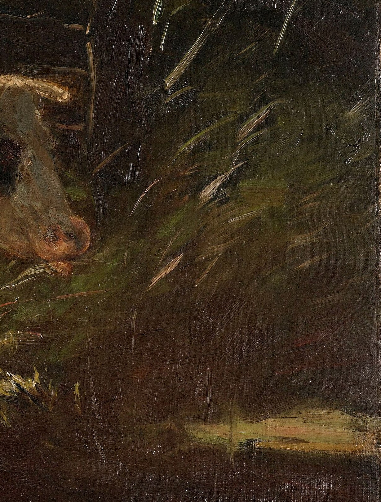 The texture makes the water and grass feel palpable and real.