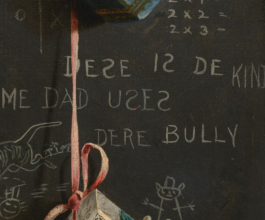 Even the faint scrawls on the slate feel real to the touch.