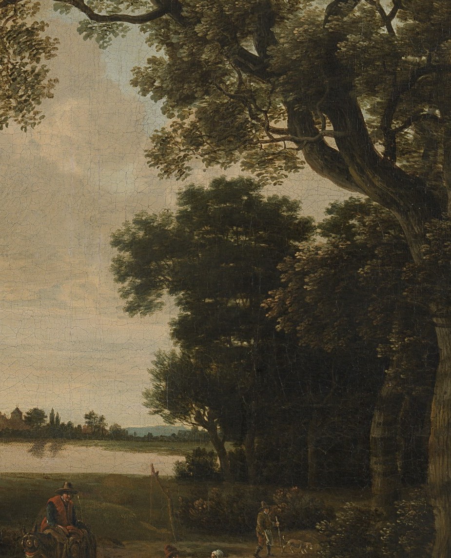 He built his scenes around strong natural elements, like this massive tree.