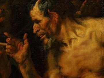 A satyr, half-human and half-goat, visits a peasant family.