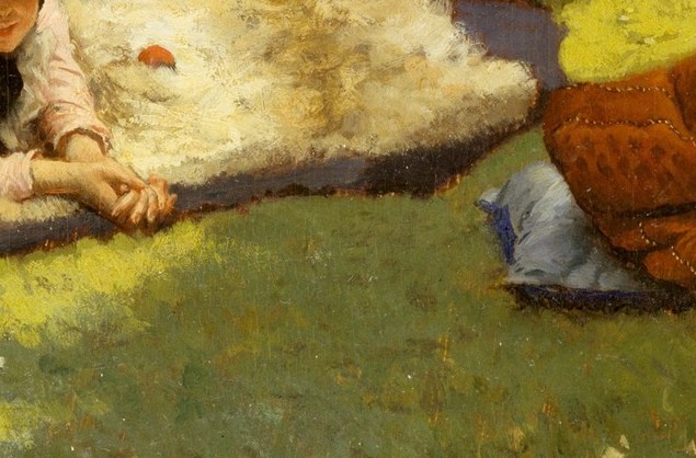 The open parasol, cast aside.