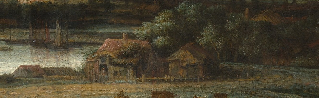 The central expanse of water dominates the composition, suggesting a vastness and a pathway for trade or travel.
