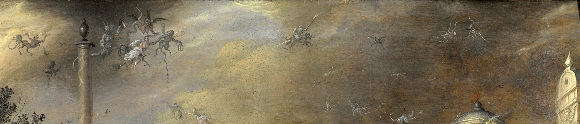 These figures in the sky suggest the supernatural and chaotic nature of the sabbath.