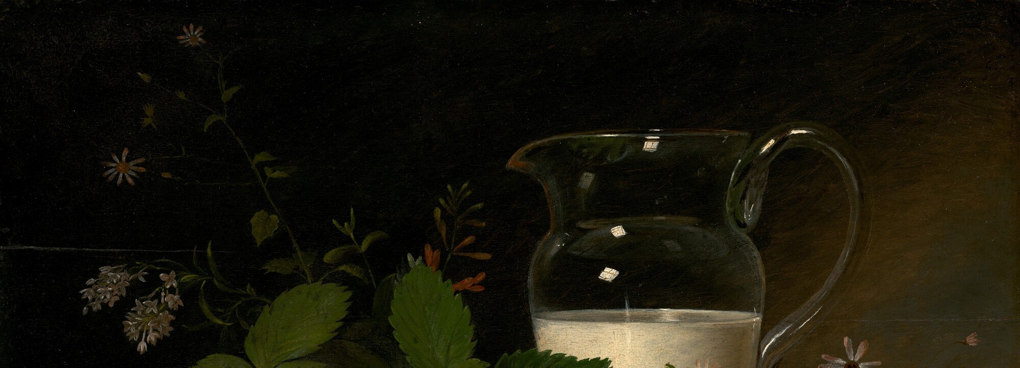 The unmodulated darkness pushes every object forward with equal force, a compositional choice inherited from Chardin and the Dutch that gives the painting its gravity.