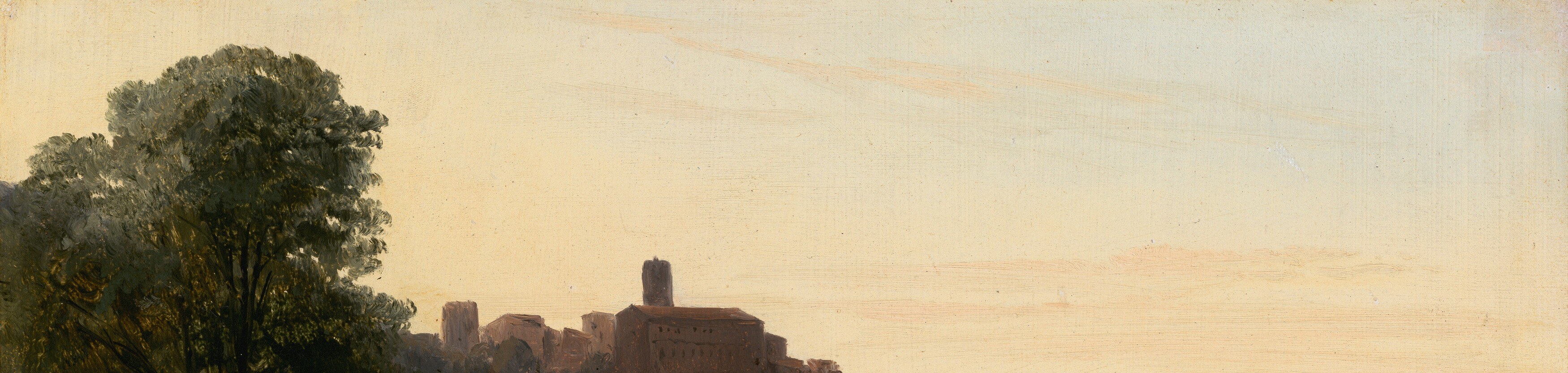 Campagna light , Naples-yellow warm, not a studio invention , this plein-air quality is Coignet's technique hallmark and survives even in this soft reproduction.