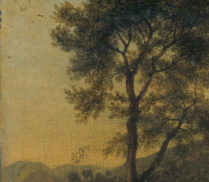 Rendered with soft focus and muted colors, they create depth and a sense of atmospheric perspective in the background.