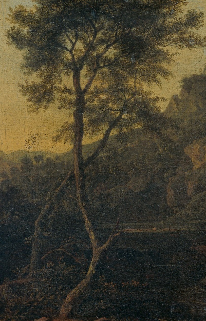 Dominates the left side of the composition, its textured bark and sprawling branches create a sense of age and natural grandeur.